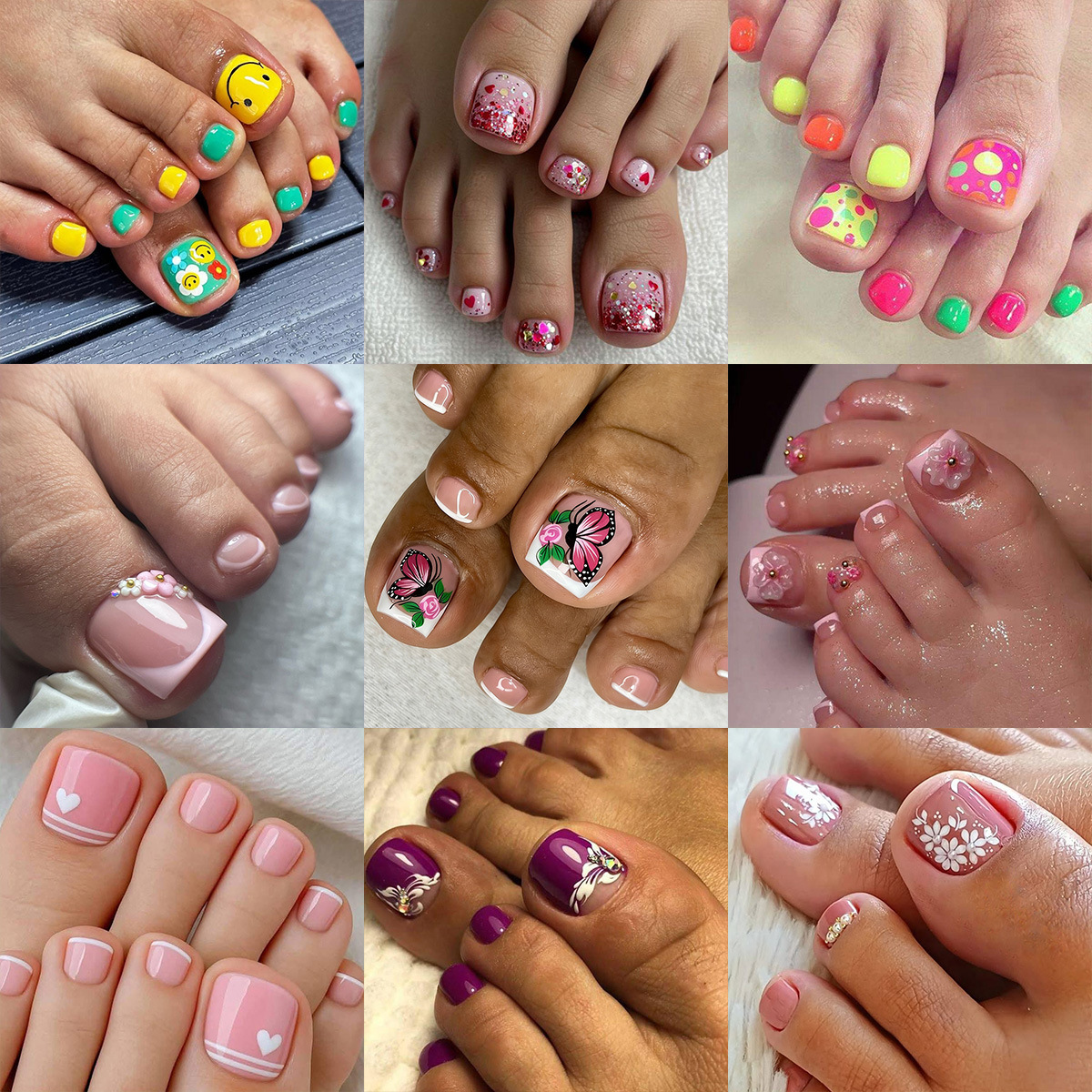 Cross border hot selling temperament, white toenail patches, removable toenail nail nail art, foot wearing nail wholesale