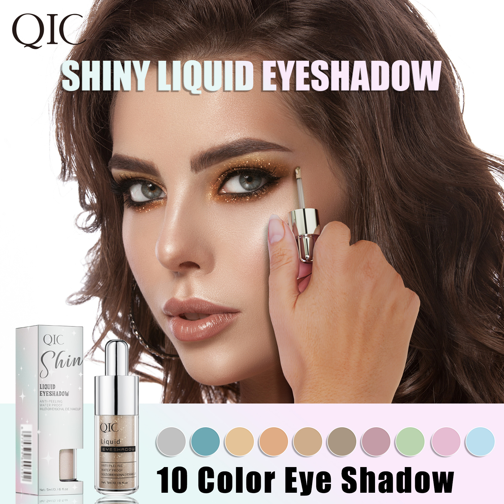 QIC eye shadow Liquid High gloss Multi color Pearlescent Liquid Color eye shadow Colorful Liquid eye shadow Liquid Cross border Makeup Wholesale