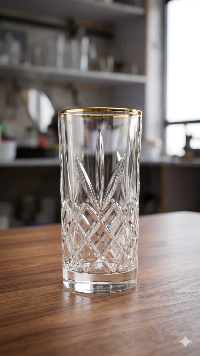Set of 6pcs unique and classy flower long Glass crystal gold ring glasses