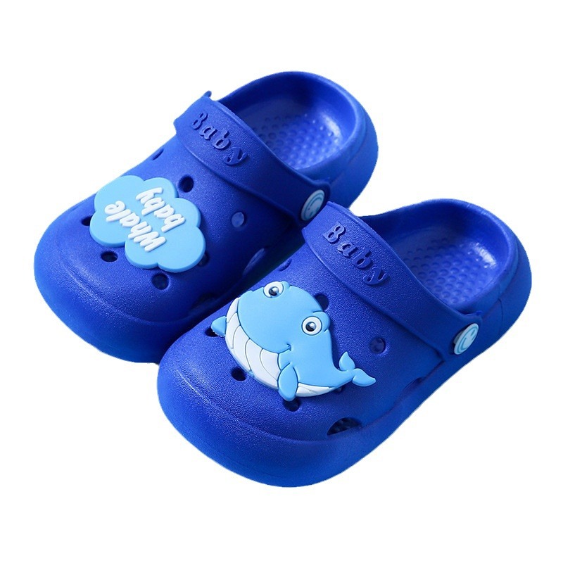 New children's outdoor perforated shoes, boys' anti slip toe cap beach sandals, cute cartoon sandals