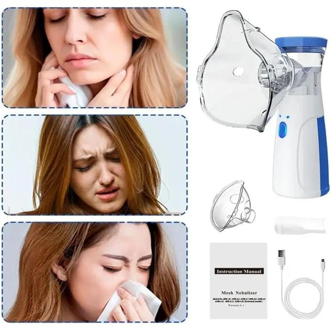 PORTABLE Nebulizer - Nebulizer Machine for Adults and Kids Travel and Household Use, Handheld Mesh Nebulizer for Breathing Problems