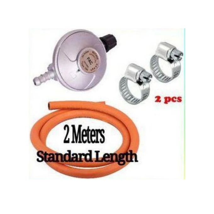 Pac Advance Standard Pressure 6kg Gas Regulator Plus FREE Gas Delivery Hose Pipe 2M & Safety Clips For 2 Meko Tabletop Cooker Burner