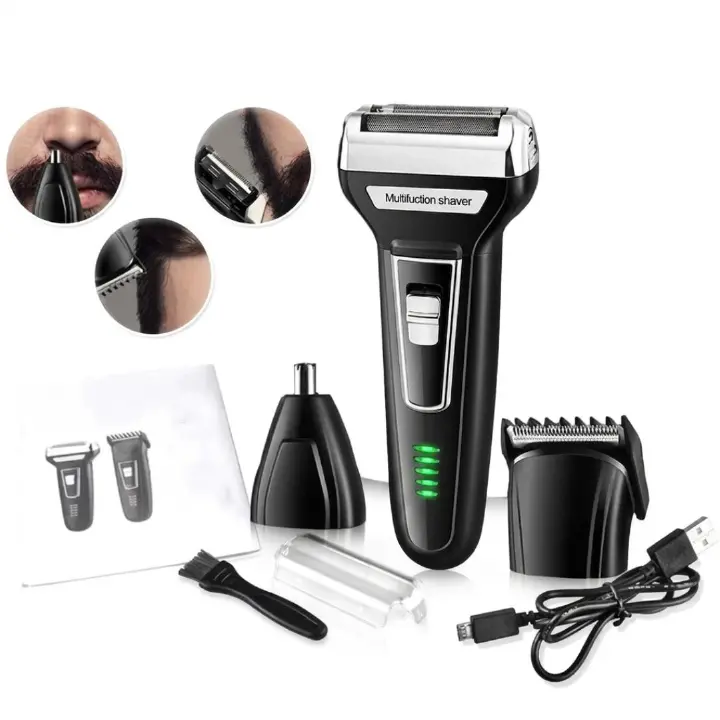 3 In 1 Rechargeable Electric Grooming Kit Hair Clipper Beard Shaver Nose & Ear Trimmer Cordless Hair Cutting Machine For Men