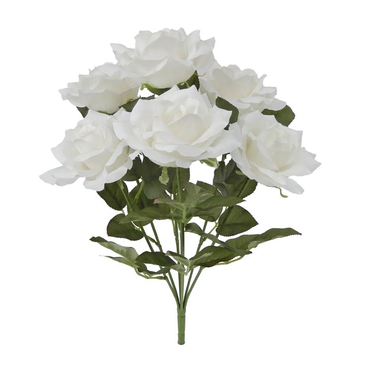 ARTIFICIAL WHITE ROSES A BUNCH WITH SEVERAL BUDS HOME DECOR/CENTER PIECES (NO VASE)