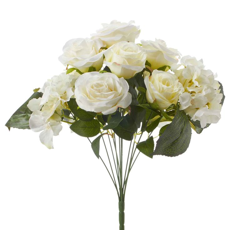 ARTIFICIAL WHITE ROSES A BUNCH WITH SEVERAL BUDS HOME DECOR/CENTER PIECES (NO VASE)