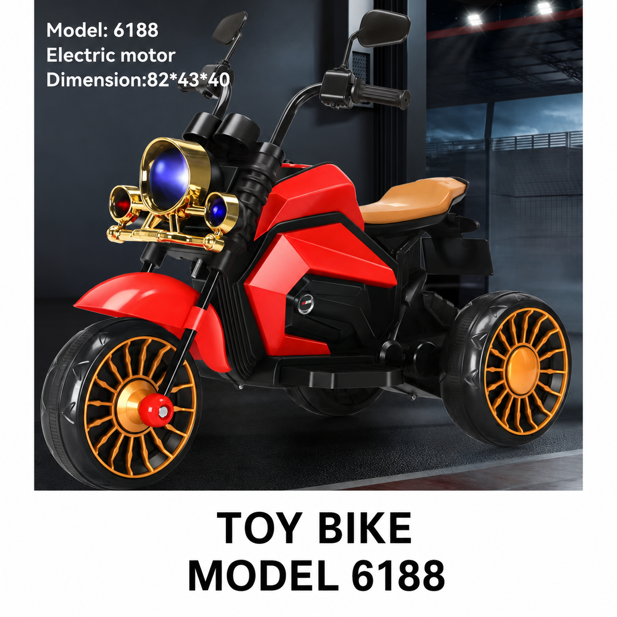 🏍️ Premium Kids Rechargeable Electric Ride-On Motorcycle | Model 6188 | LED Lights, Music & 3-Wheel Design
📦 Delivered unassembled (easy to assemble with the included parts)
Color may varies