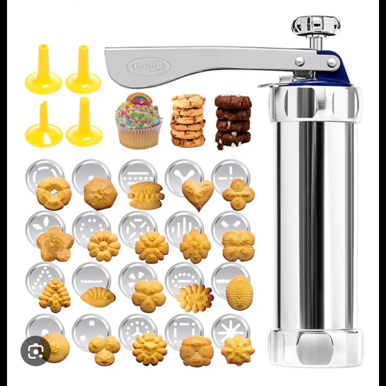 💥 UNBEATABLE OFFER 💥 - A 1 pc stainless steel cookie press or biscuit maker machine set featuring 20 interchangeable discs and 4 icing tips for baking. at affordable price and of very high quality