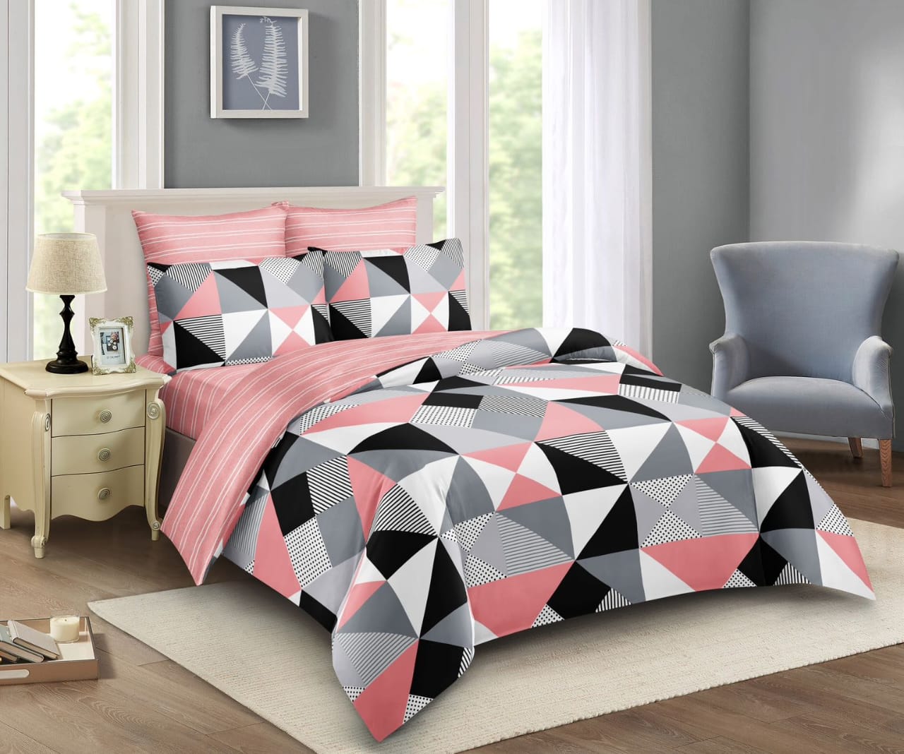 🛒 VALUE OFFER 🛒 -  4 Piece Cotton Binded Duvet Set 5x6 With Bedsheet & 2 Pillowcases Soft Warm Durable Bedding Set High Quality