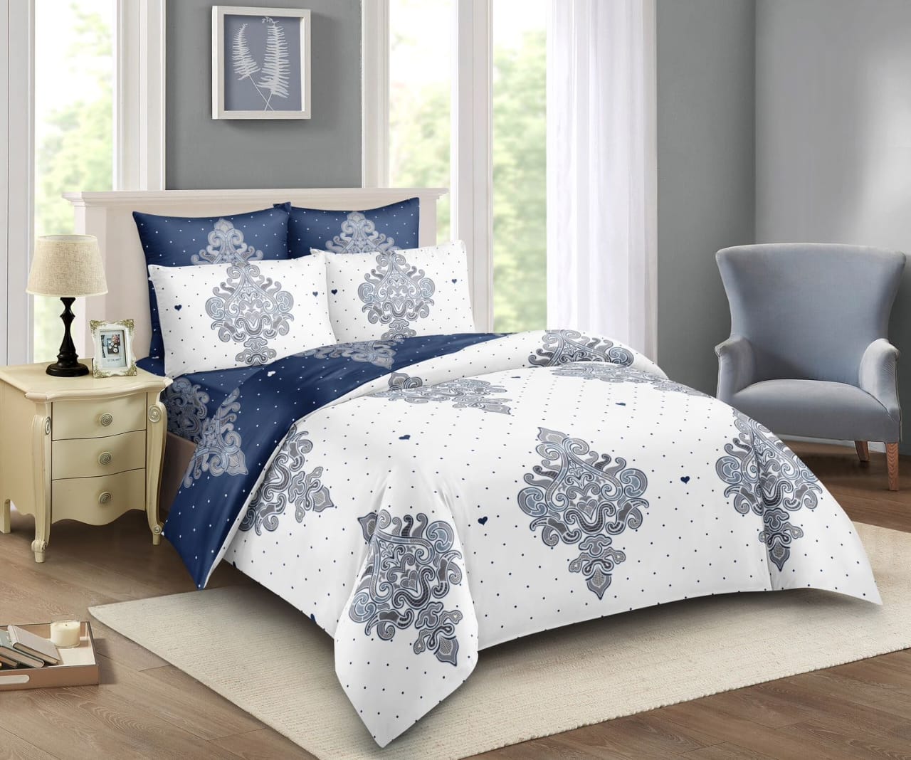 🛒 VALUE OFFER 🛒 -  4 Piece Cotton Binded Duvet Set 5x6 With Bedsheet & 2 Pillowcases Soft Warm Durable Bedding Set High Quality