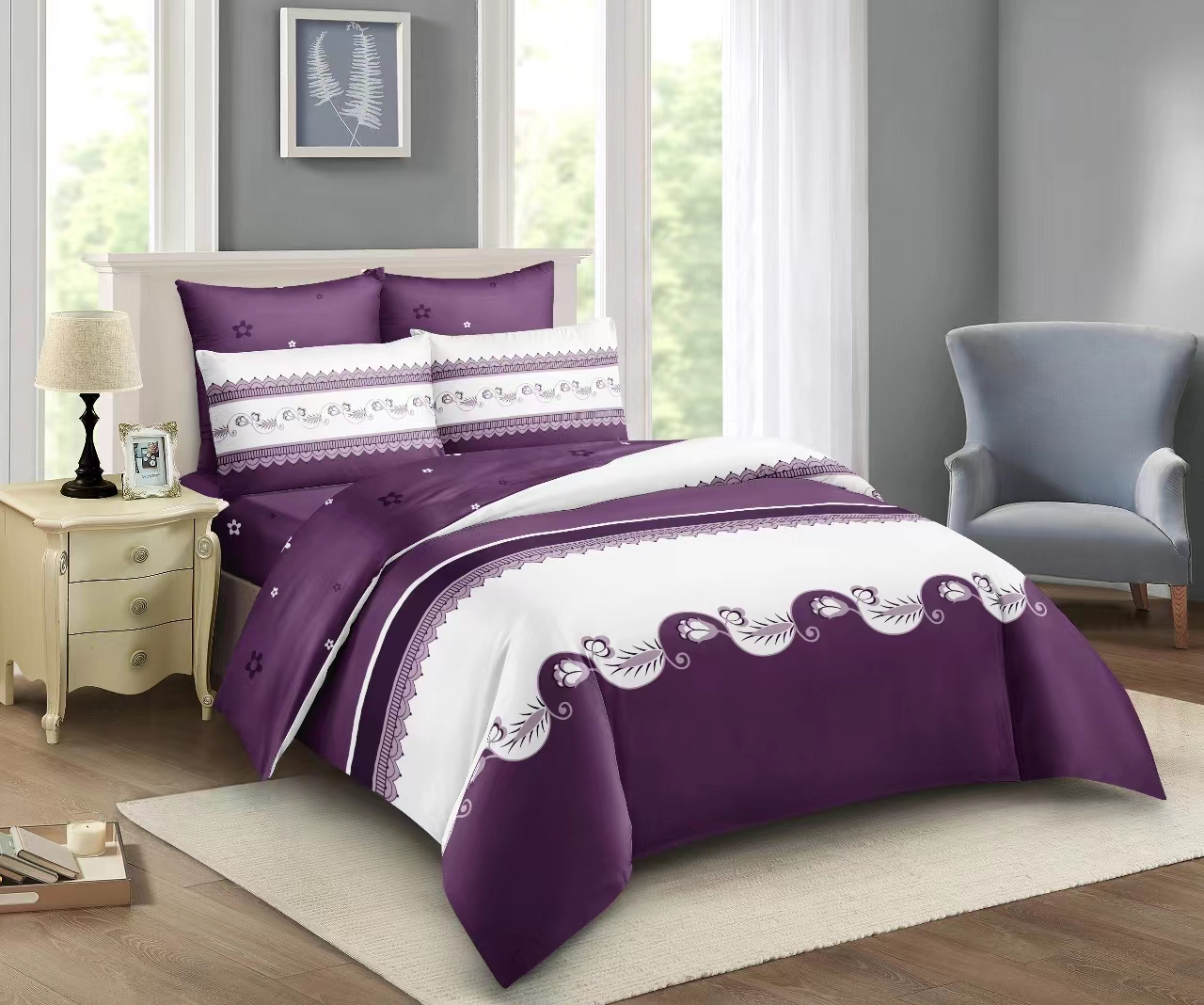 🛒 VALUE OFFER 🛒 -  4 Piece Cotton Binded Duvet Set 5x6 With Bedsheet & 2 Pillowcases Soft Warm Durable Bedding Set High Quality