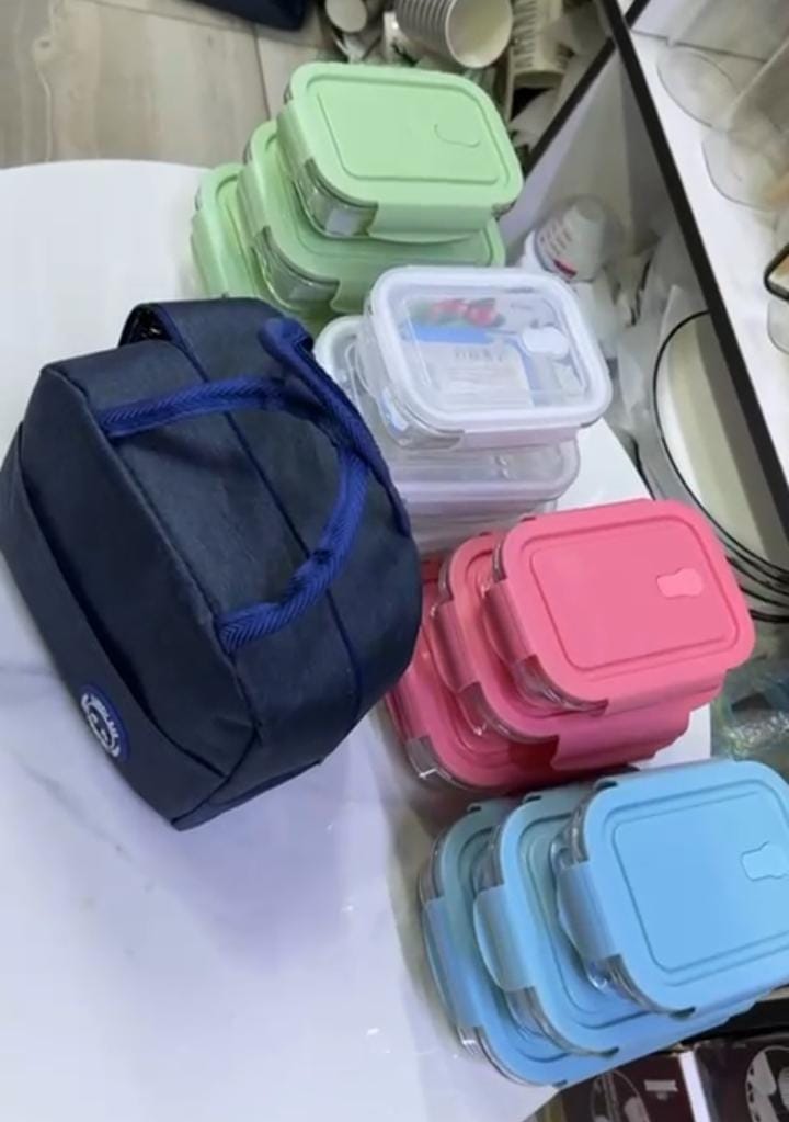 ⚡ IN DEMAND OFFER ⚡ - A 1 pc *▶️Glass snack box with lunch of ▶️Capacity:410ml,700ml,1040ml at affordable price and of very high quality