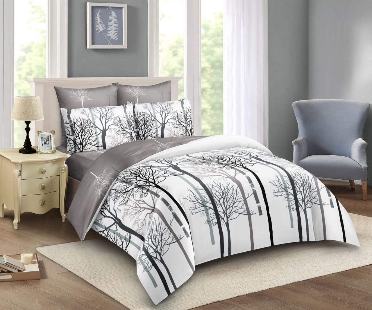 🛒 VALUE OFFER 🛒 -  4 Piece Cotton Binded Duvet Set 5x6 With Bedsheet & 2 Pillowcases Soft Warm Durable Bedding Set High Quality