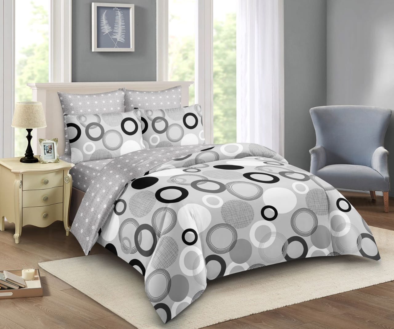 🛒 VALUE OFFER 🛒 -  4 Piece Cotton Binded Duvet Set 5x6 With Bedsheet & 2 Pillowcases Soft Warm Durable Bedding Set High Quality
