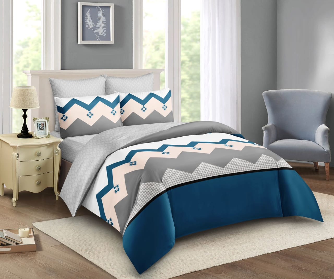 🛒 VALUE OFFER 🛒 -  4 Piece Cotton Binded Duvet Set 5x6 With Bedsheet & 2 Pillowcases Soft Warm Durable Bedding Set High Quality