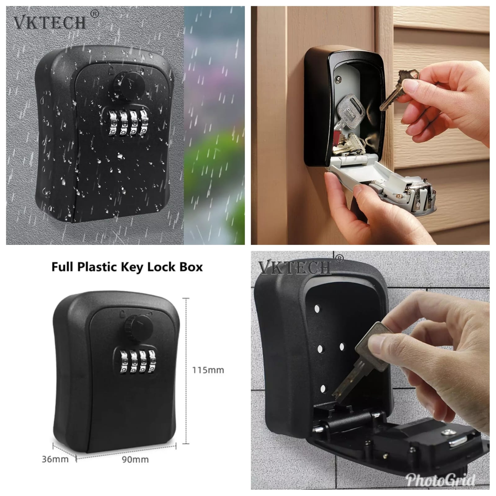 ⚡ FAST SELLING OFFER ⚡ - A 1 pc Mettalic Weatherproof Wall-mounted Key Safe Password Key Box Key Lock Box No4 Combination Key Storage Lock Box Indoor and Outdoor  at affordable price