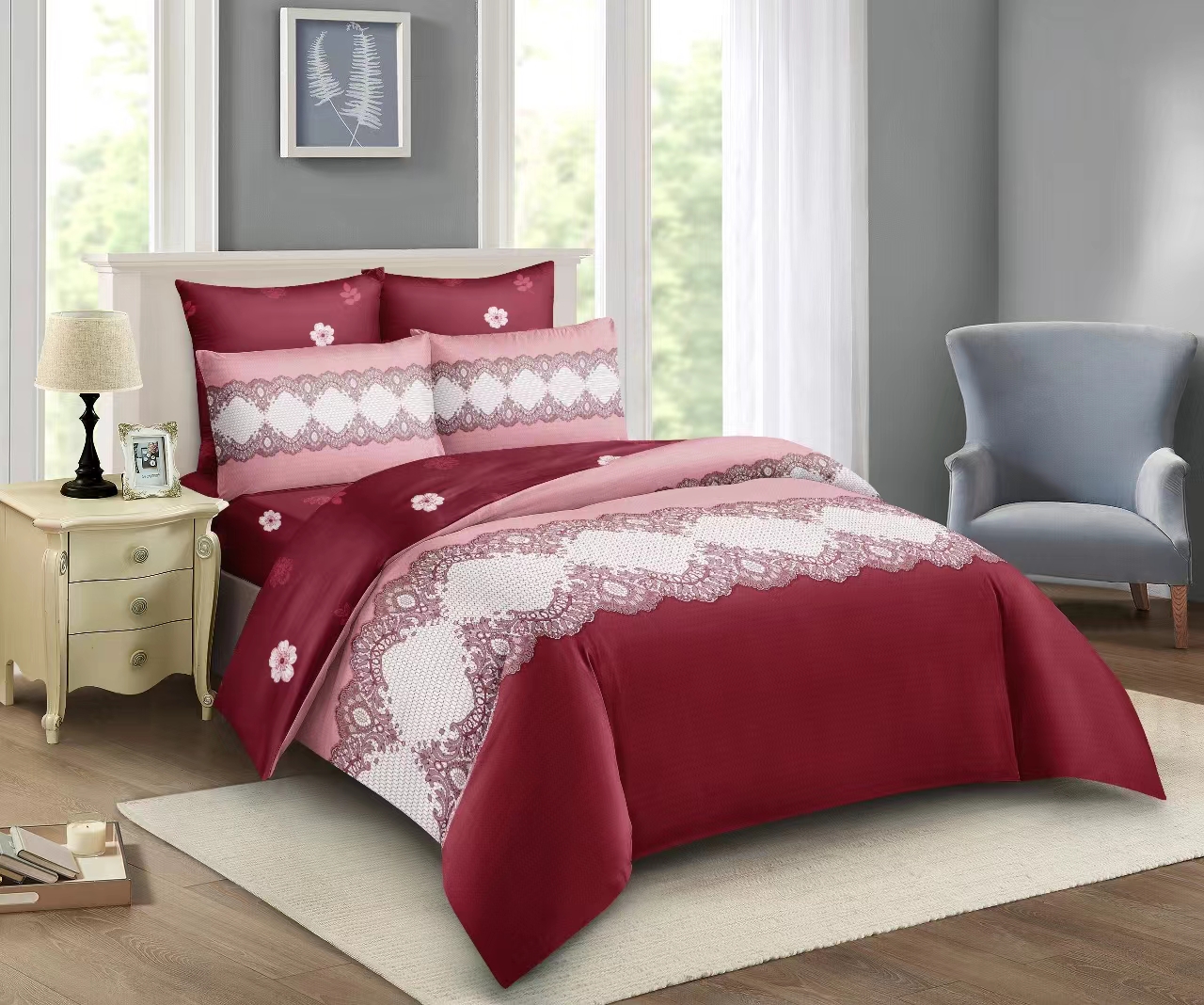 🛒 VALUE OFFER 🛒 -  4 Piece Cotton Binded Duvet Set 5x6 With Bedsheet & 2 Pillowcases Soft Warm Durable Bedding Set High Quality