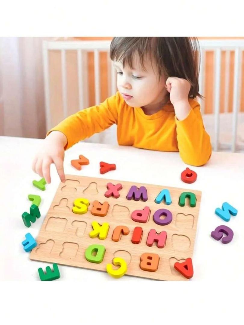 Montessori 4-in-1 Wooden Educational Learning Board – Alphabet, Numbers, Shapes & Early Learning Toy