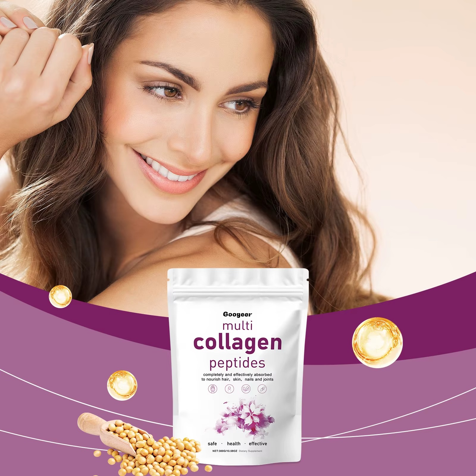 Multi Collagen Peptides 1lb (453.6g) Deep Anti Aging Structural Matrix Unflavored Cellular Protein Infused With Hyaluronic Acid And Vitamin C To Smooth Skin Tone And Support Mobility