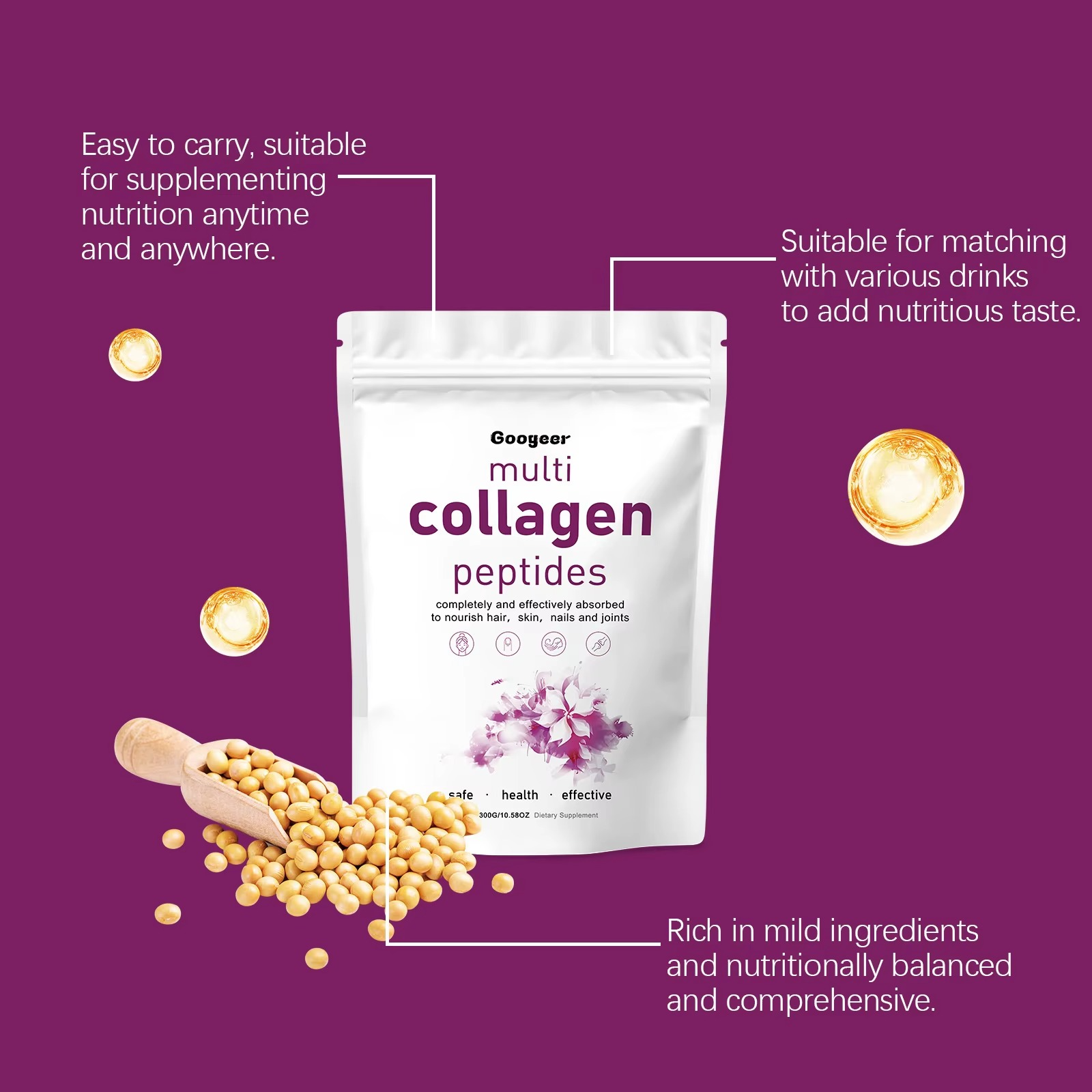 Multi Collagen Peptides 1lb (453.6g) Deep Anti Aging Structural Matrix Unflavored Cellular Protein Infused With Hyaluronic Acid And Vitamin C To Smooth Skin Tone And Support Mobility