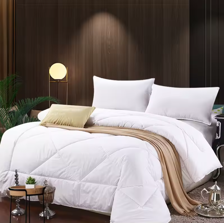Cheap Soft Hotel Style Full Size Custom Luxury Quilted Microfiber Duvet  white duvet blanket, 1 bedsheet 2 pillowcases.