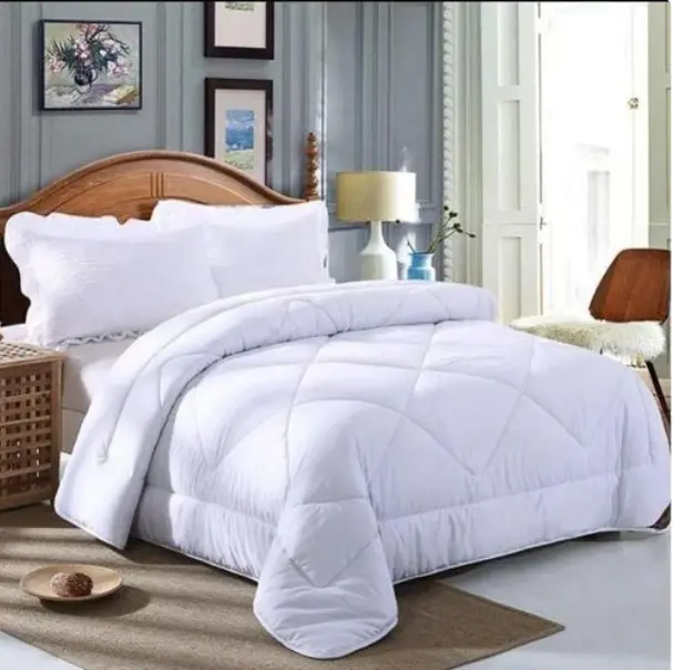 Cheap Soft Hotel Style Full Size Custom Luxury Quilted Microfiber Duvet  white duvet blanket, 1 bedsheet 2 pillowcases.
