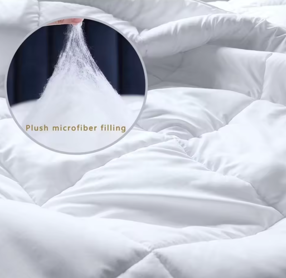 Cheap Soft Hotel Style Full Size Custom Luxury Quilted Microfiber Duvet  white duvet blanket, 1 bedsheet 2 pillowcases.