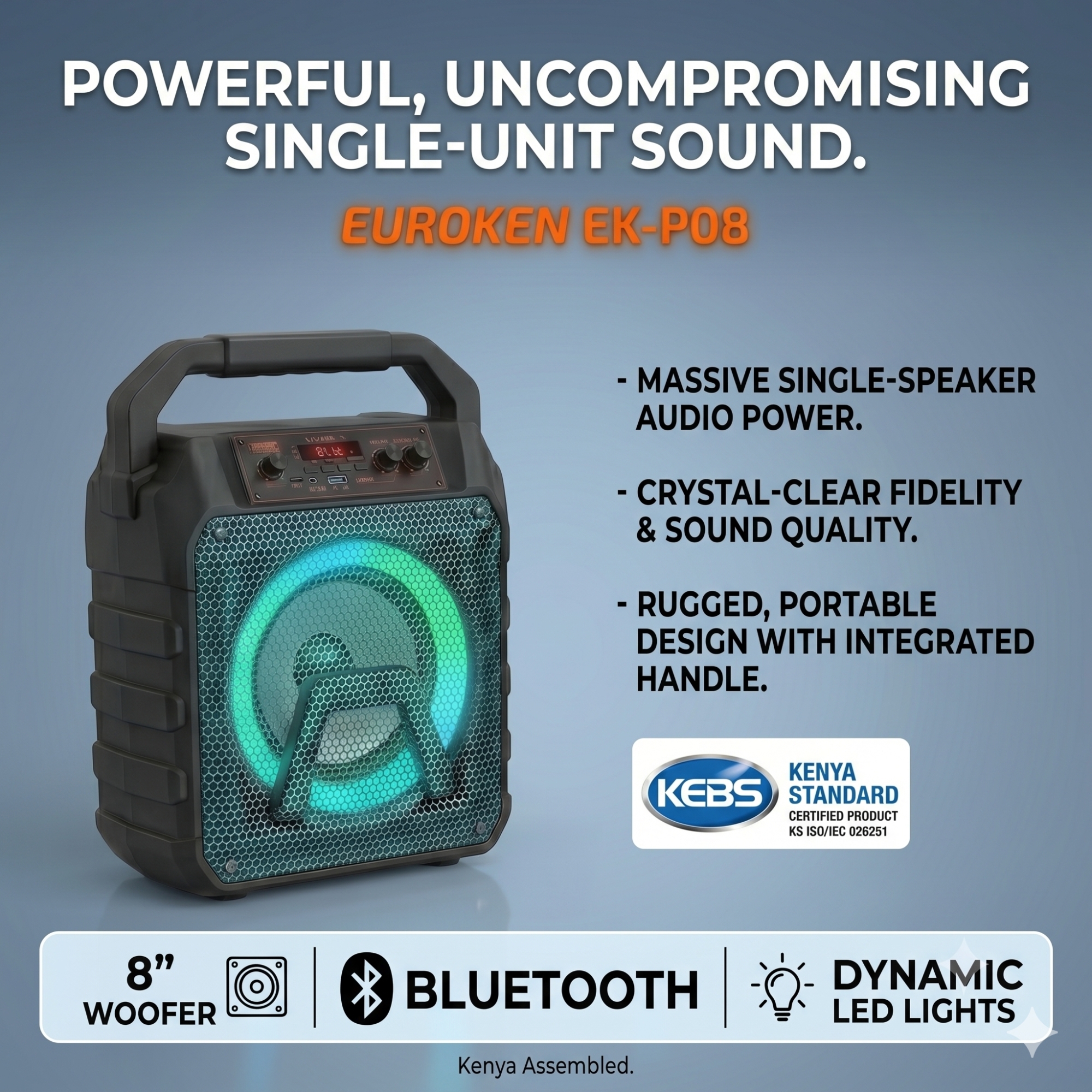 New EK-P08 8.0  inch active rechargeable portable Bluetooth speaker