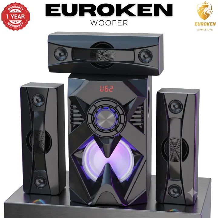 【Exclusive Offer】NEW EUROKEN EK-601 3.1CH With 20,000 PMPO Subwoofer Speaker  Home Theatre Audio System  With Remote Control BLUETOOTH/USB/SD/FM