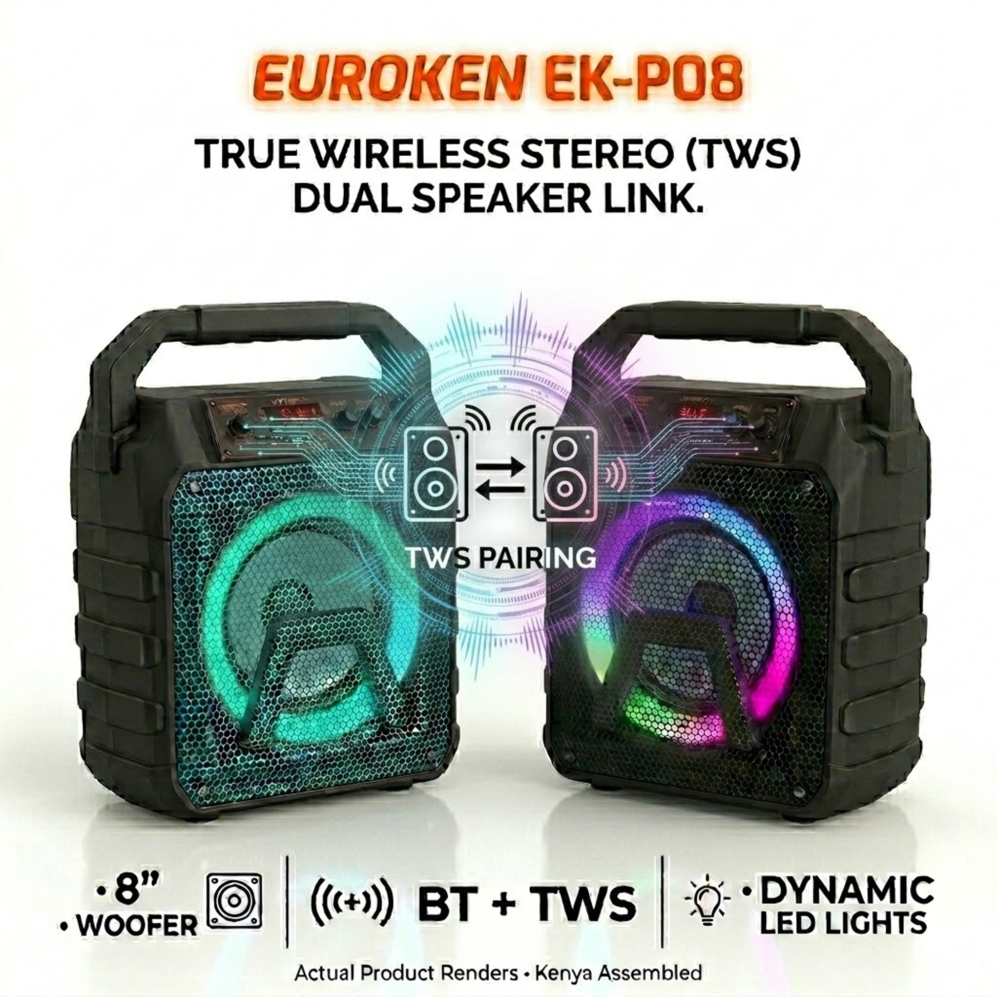 New EK-P08 8.0  inch active rechargeable portable Bluetooth speaker