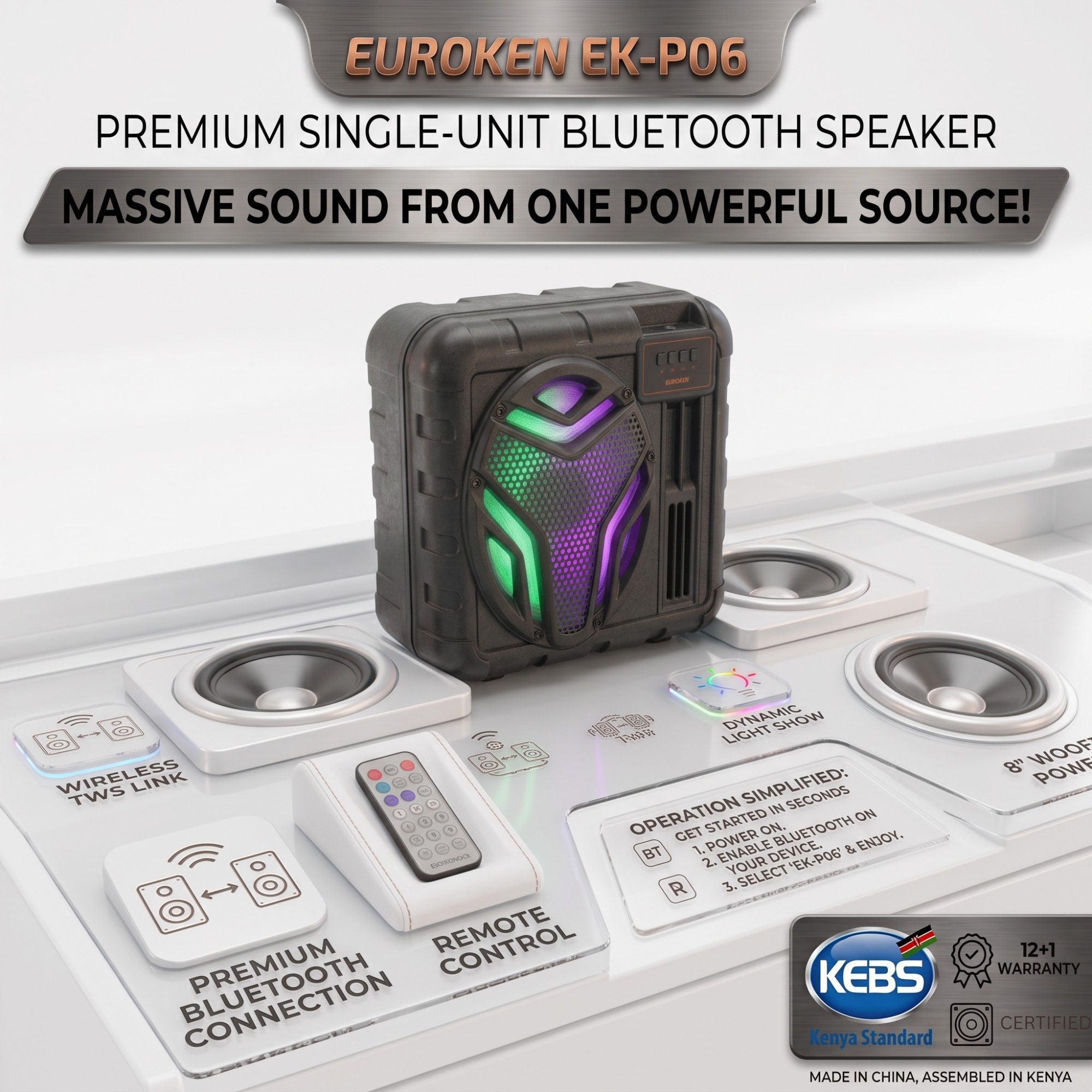 New EK-P06 8.0  inch active rechargeable portable Bluetooth speaker