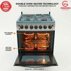 【LIMITED OFFER】 EUROCHEF 60X65 EGT65-3G1E-E Home Improvement 67l  Free Standing Gas Cooker  3 Gas +1 Hotplate Kitchen Appliance With Electric Oven