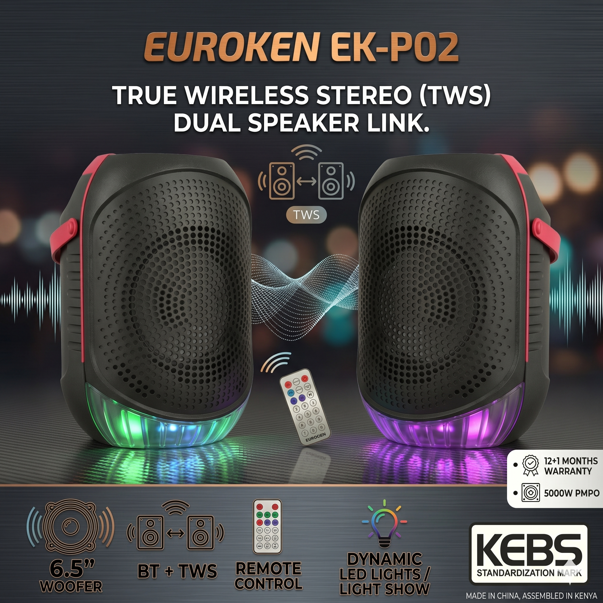 New EK-P02 6.5 inch active rechargeable portable Bluetooth speaker