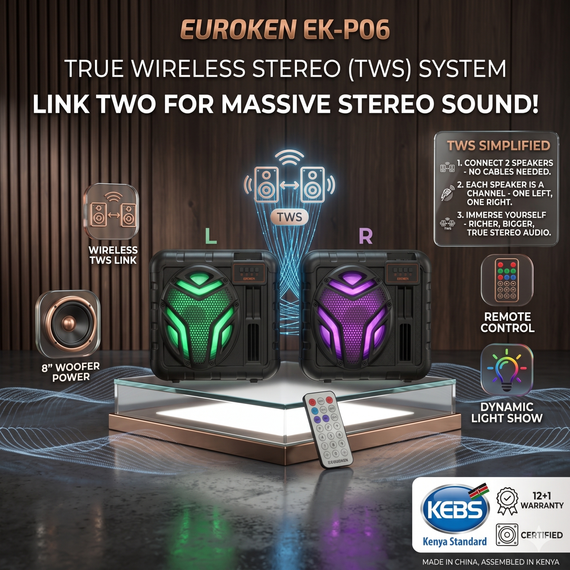 New EK-P06 8.0  inch active rechargeable portable Bluetooth speaker