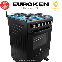 【LIMITED OFFER】 Euroken Euro55-3G1E-E  50L Home Improvement   Free Standing  Gas Cooker 3 GAS +1 Hot plate Kitchen Appliance with electric oven - 50X55CM