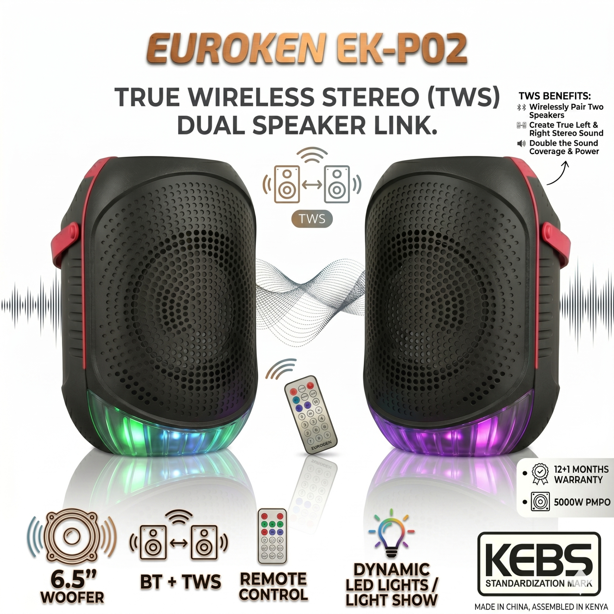 New EK-P02 6.5 inch active rechargeable portable Bluetooth speaker