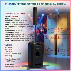 【Limited Offer】New Euroken EK-T109 Portable Wireless Speaker  System  with Bluetooth FM/SD Mem card Support with Super Bass Boost