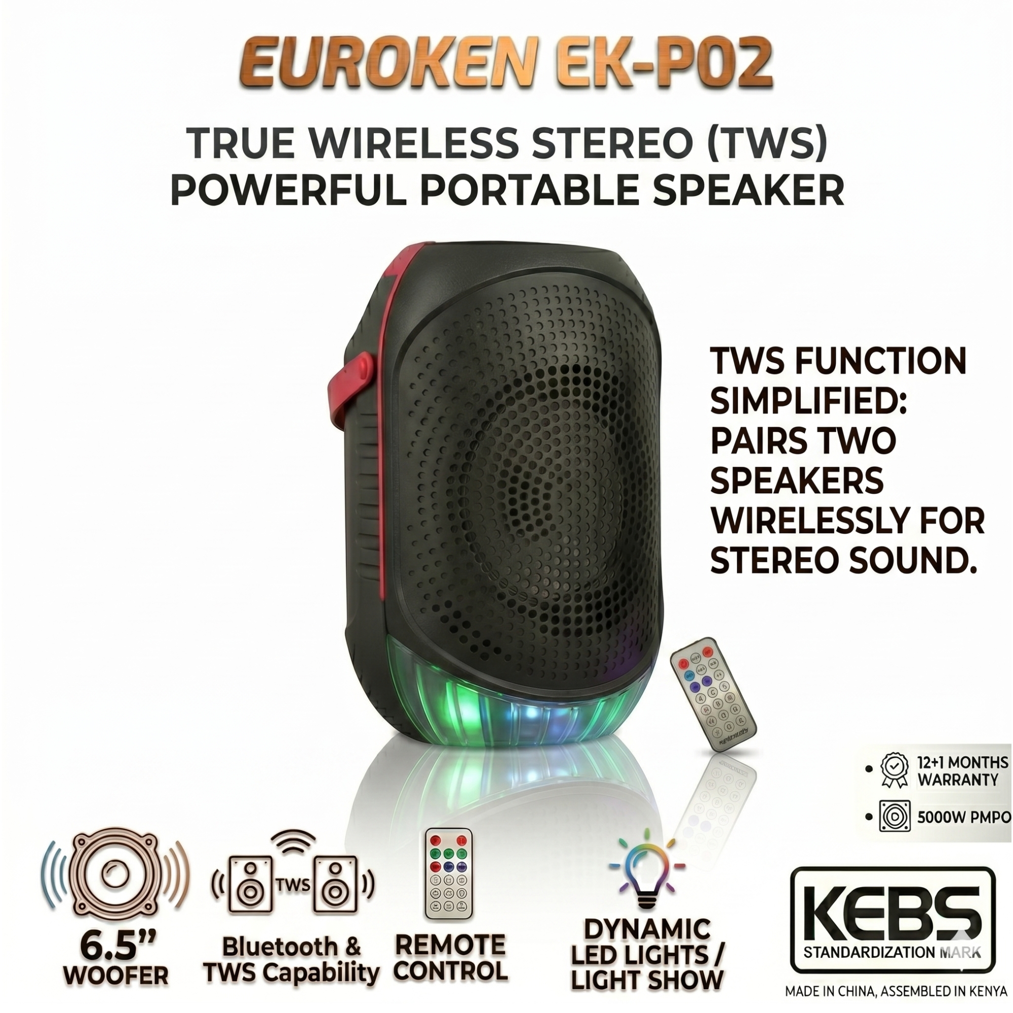 New EK-P02 6.5 inch active rechargeable portable Bluetooth speaker