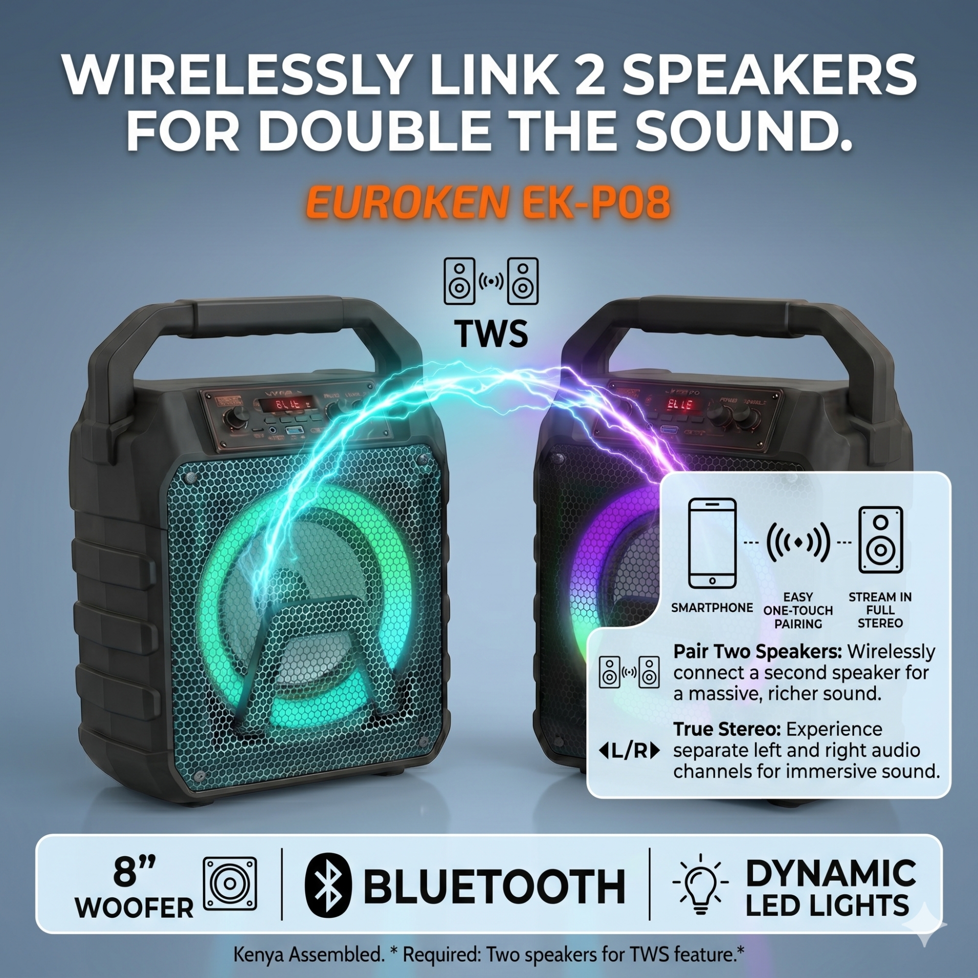 New EK-P08 8.0  inch active rechargeable portable Bluetooth speaker