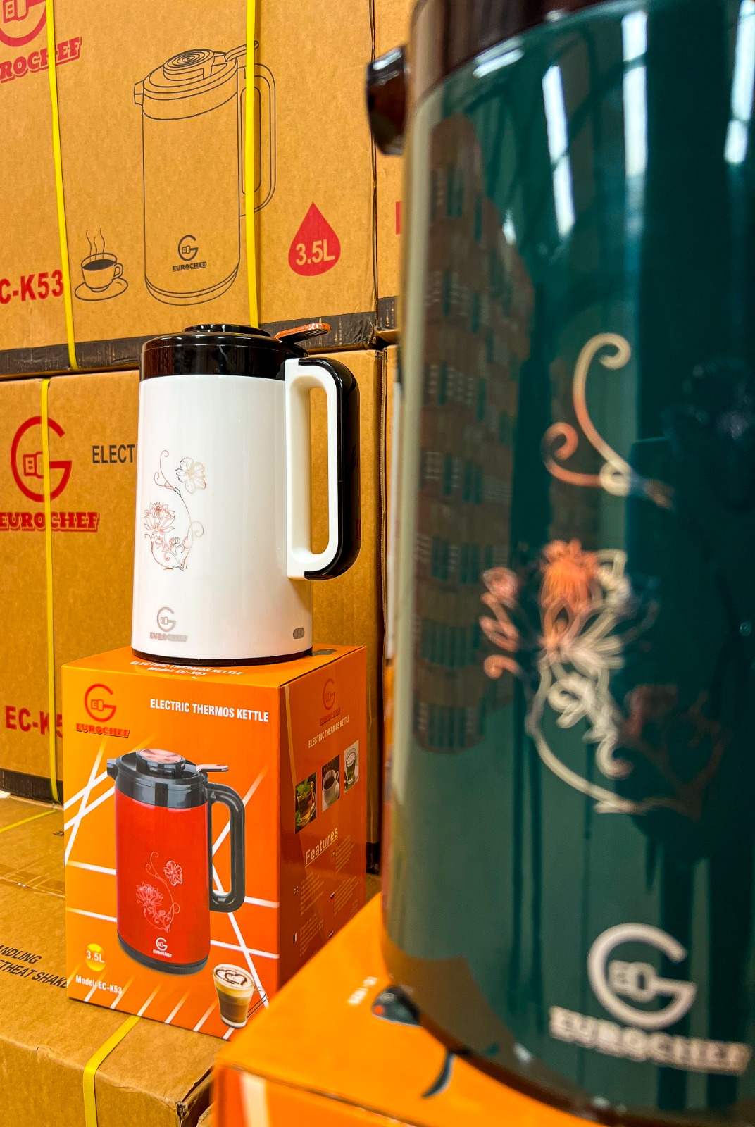 【Limited Offer】 EUROCHEF EC-K53  3.5L 2-in-1 Electric Thermos Kettle & Cordless Water Boiler – Auto Shut-Off