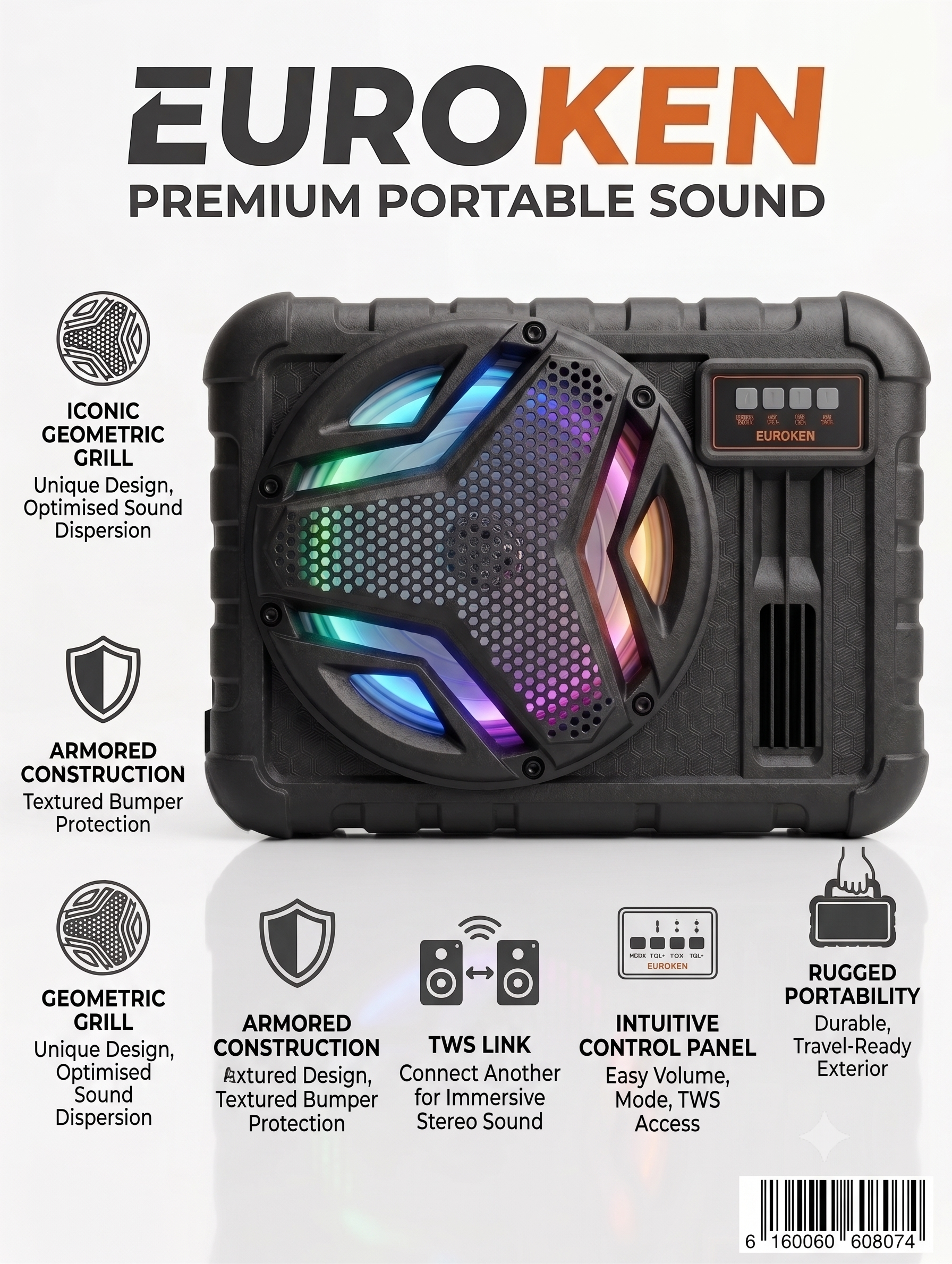 New EK-P06 8.0  inch active rechargeable portable Bluetooth speaker