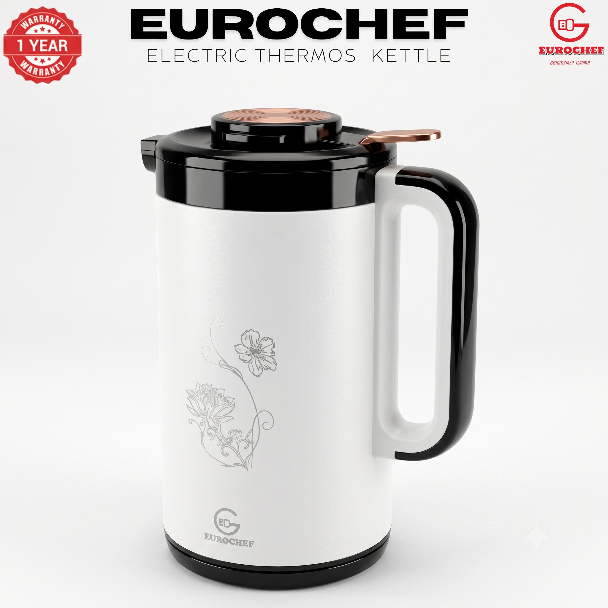 【Limited Offer】 EUROCHEF Thermo Kettle  EC-K53  3.5L 2-in-1 Electric Thermos Kettle & Cordless Water Boiler – Auto Shut-Off