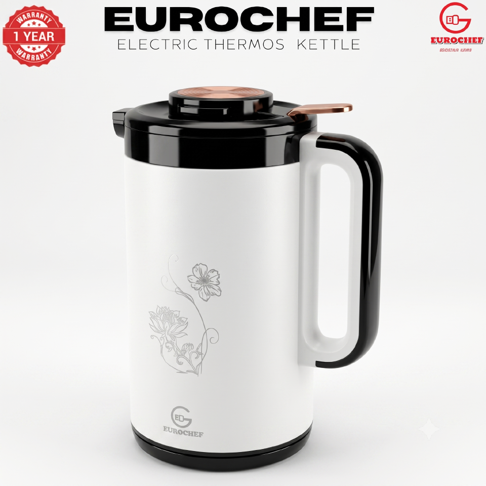 【Limited Offer】 EUROCHEF Thermo Kettle  EC-K53  3.5L 2-in-1 Electric Thermos Kettle & Cordless Water Boiler – Auto Shut-Off