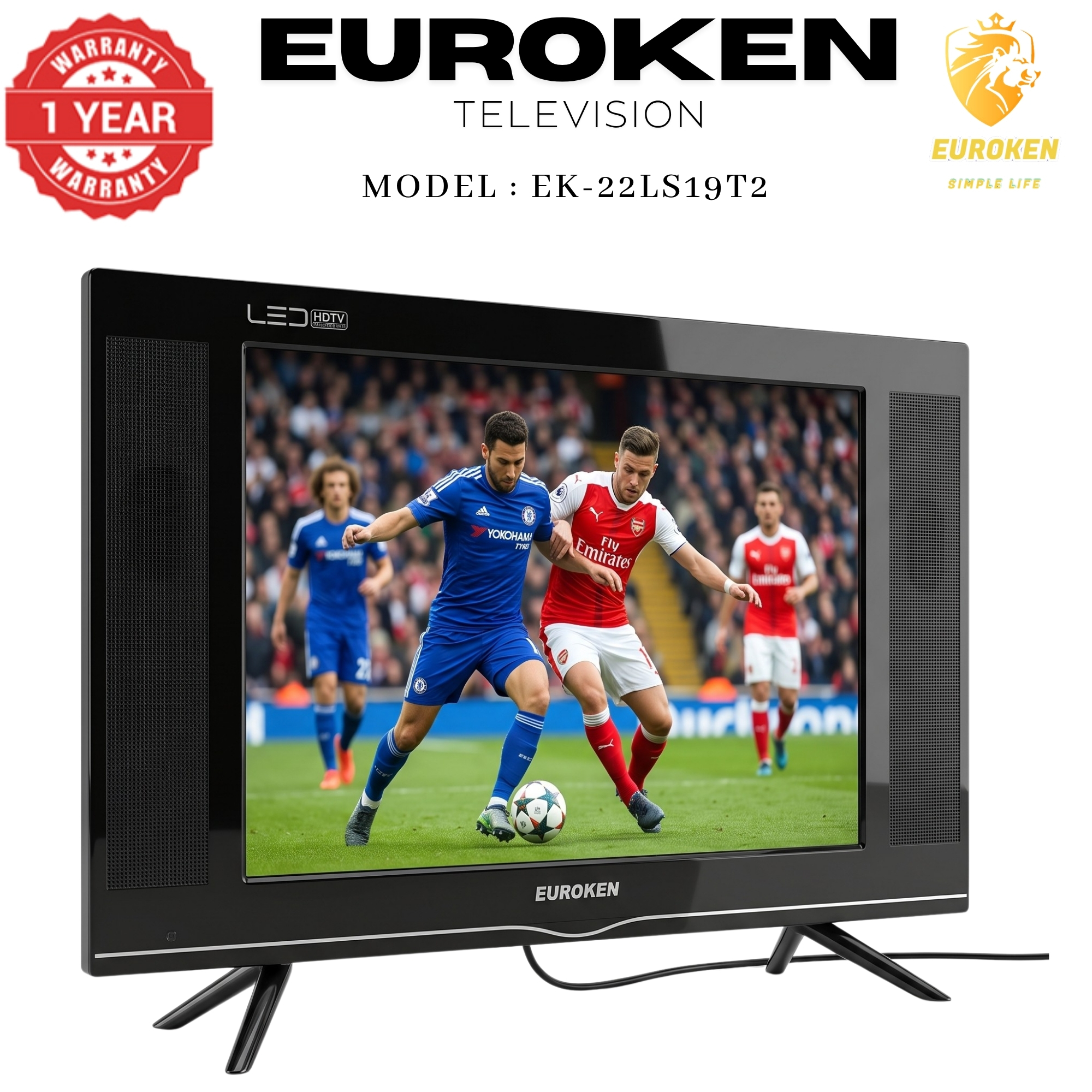 【Limited Offer】 EUROKEN EK-22LS19T2 19" INCH FULL SCREEN DISPLAY TELEVISION AC/DC DIGITAL LED TV WITH INBUILT DECODER FOR LOCAL CHANNELS WIDE COLOR ENHANCER, USB HDMI PORTS