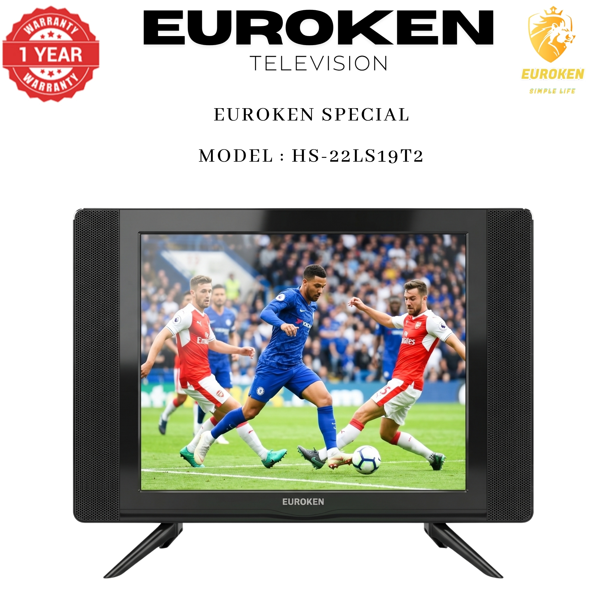 【Limited Offer】 Euroken HS-22LS19T2 19" Inch Full Screen Display Television Ac/dc Digital Led Tv With Inbuilt Decoder For Local Channels Wide Color Enhancer, Usb Hdmi Ports