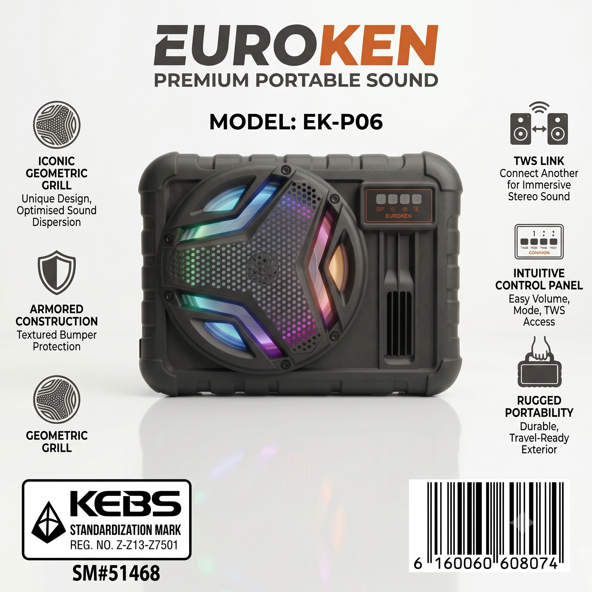 New EK-P06 8.0  inch active rechargeable portable Bluetooth speaker