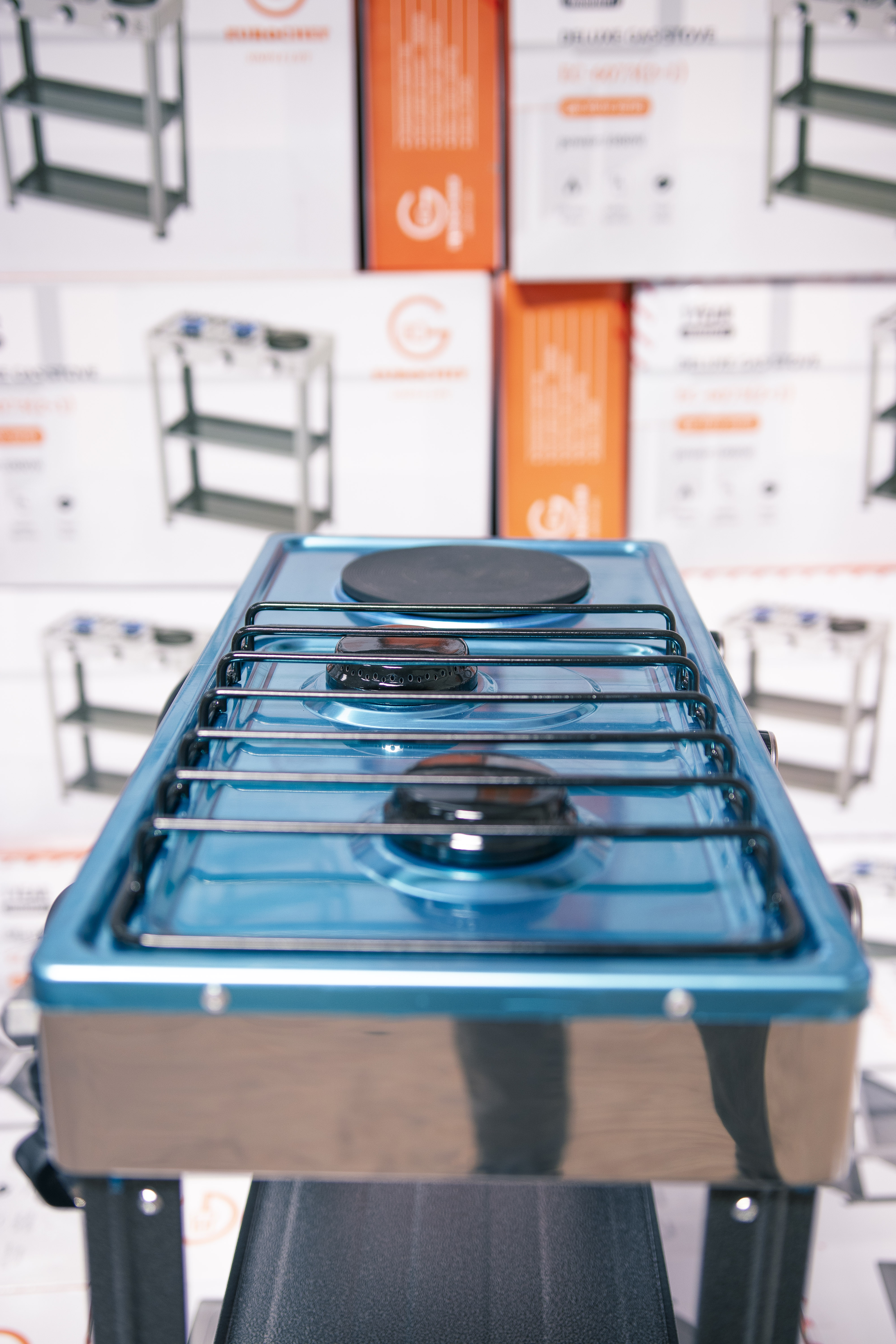 【Exclusive Offer】 EUROCHEF EC-6073(2+1)  Simple Standing Cooker 2 Gas 1 Hot Plate Cooker With Shelves & No Oven