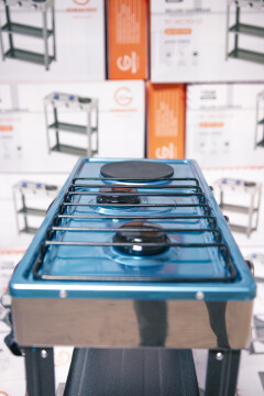 【Exclusive Offer】 EUROCHEF EC-6073(2+1)  Simple Standing Cooker 2 Gas 1 Hot Plate Cooker With Shelves & No Oven