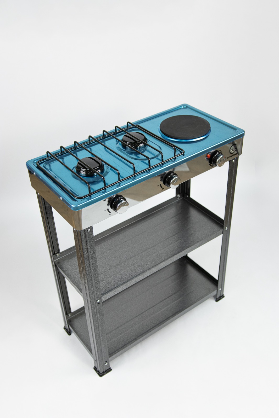 【Exclusive Offer】 EUROCHEF EC-6073(2+1)  Simple Standing Cooker 2 Gas 1 Hot Plate Cooker With Shelves & No Oven