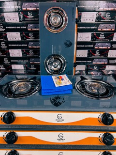【Limited Offer】EUROCHEF ST-B002M Tornado Design Burner Two Burner Glass Top Table Gas Cooker -Grey