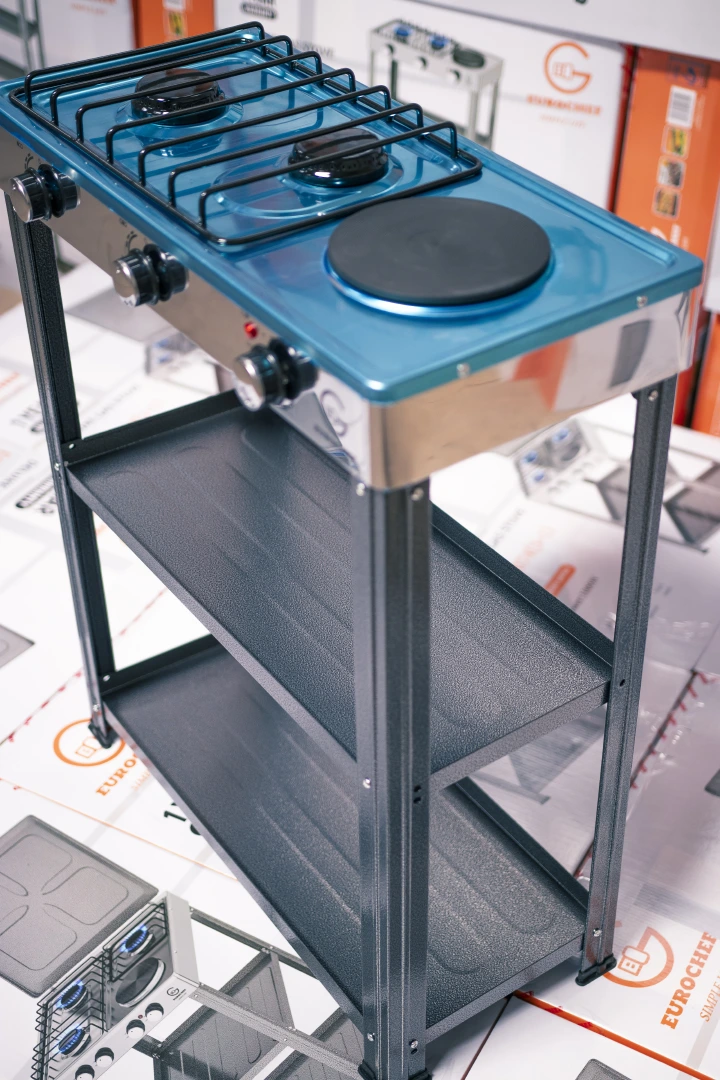 【Exclusive Offer】 EUROCHEF EC-6073(2+1)  Simple Standing Cooker 2 Gas 1 Hot Plate Cooker With Shelves & No Oven